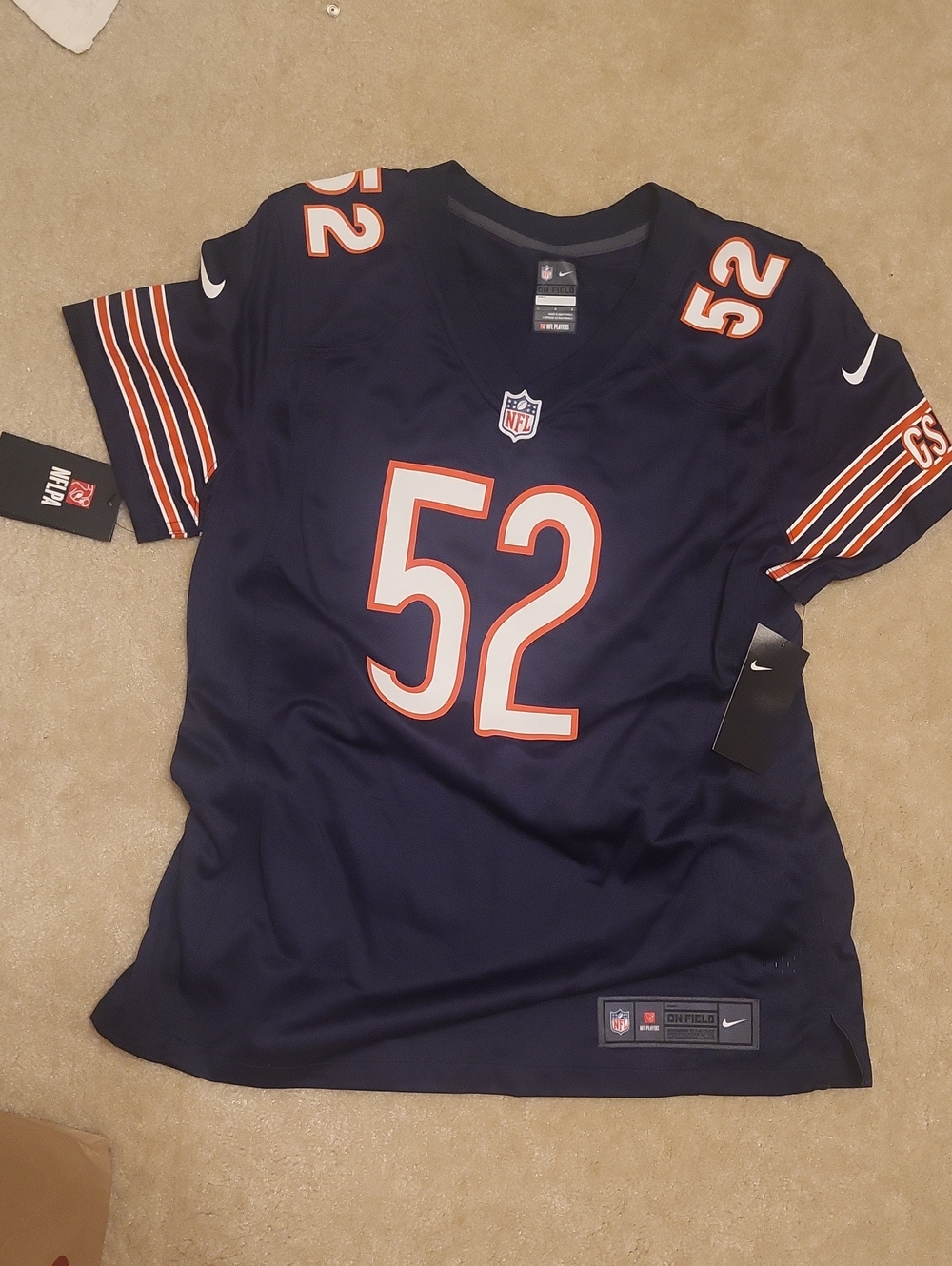 Nike Womens new with tages LARGE Navy Chicago Bears #52 Football Jersey